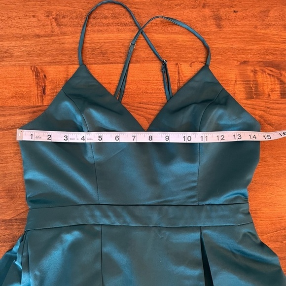 Lulus Truly Loved Teal Satin Skater Dress Size S - Picture 9 of 10
